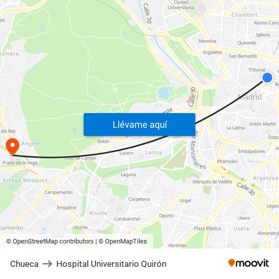 Chueca to Hospital Universitario Quirón map