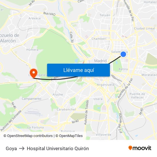 Goya to Hospital Universitario Quirón map