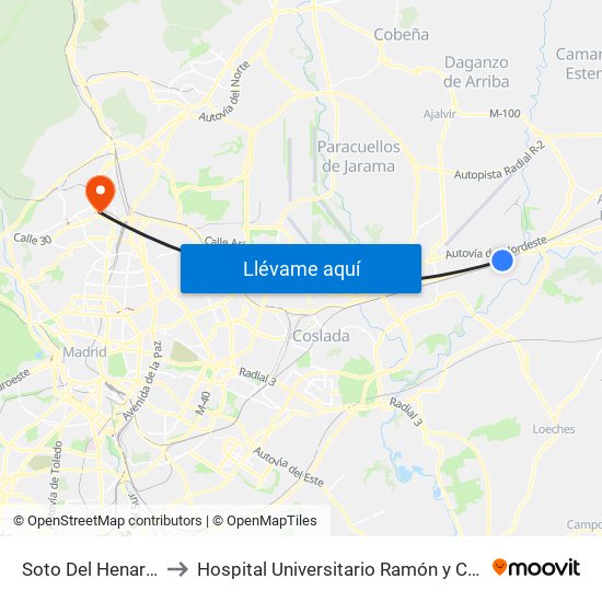 Soto Del Henares to Hospital Universitario Ramón y Cajal map