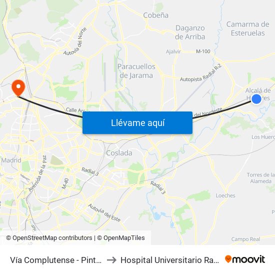 Vía Complutense - Pintor Picasso to Hospital Universitario Ramón y Cajal map