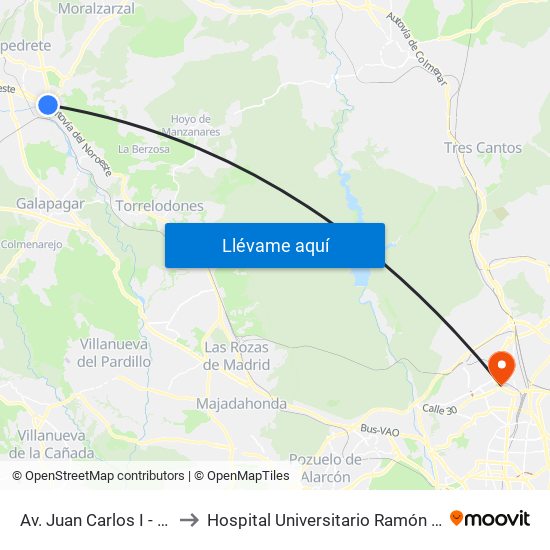 Av. Juan Carlos I - Zoco to Hospital Universitario Ramón y Cajal map