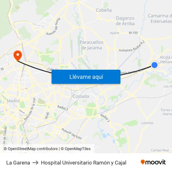 La Garena to Hospital Universitario Ramón y Cajal map