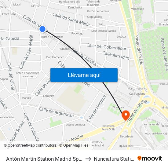 Antón Martín Station Madrid Spain to Nunciatura Station map