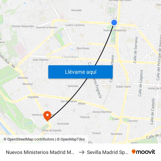 Nuevos Ministerios Madrid Metro to Sevilla Madrid Spain map