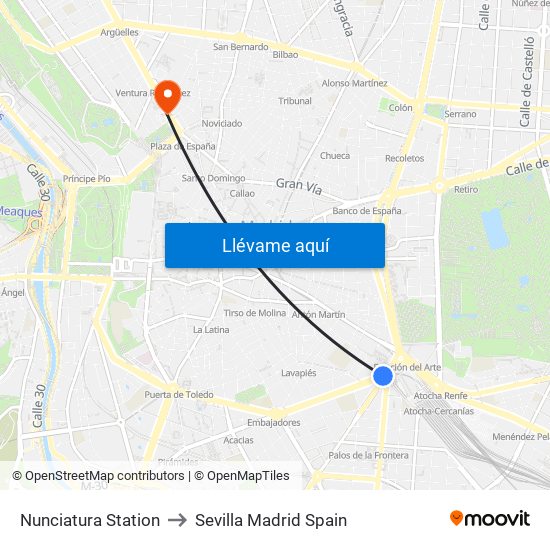 Nunciatura Station to Sevilla Madrid Spain map