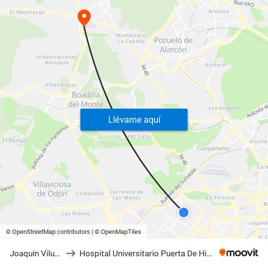 Joaquín Vilumbrales to Hospital Universitario Puerta De Hierro Majadahonda map