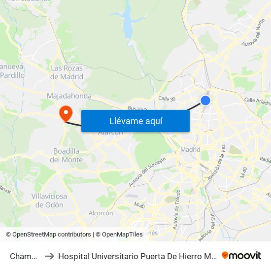 Chamartín to Hospital Universitario Puerta De Hierro Majadahonda map