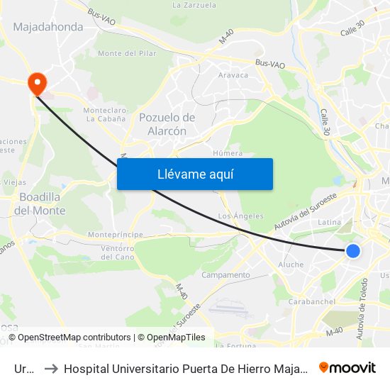 Urgel to Hospital Universitario Puerta De Hierro Majadahonda map
