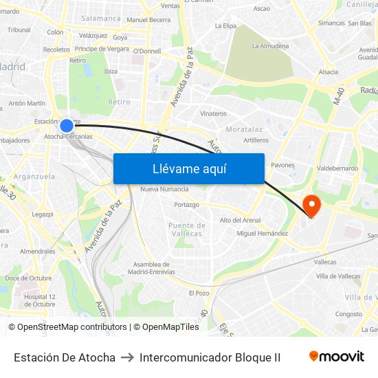 Estación De Atocha to Intercomunicador Bloque II map