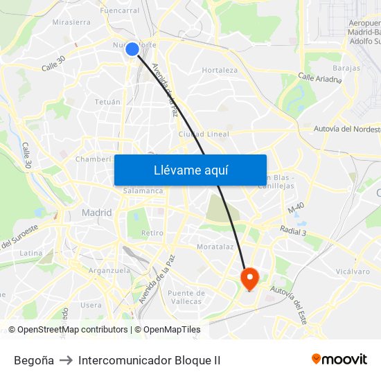 Begoña to Intercomunicador Bloque II map