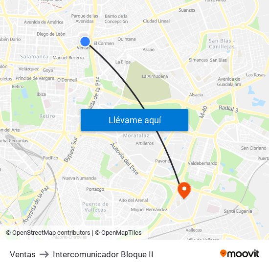 Ventas to Intercomunicador Bloque II map