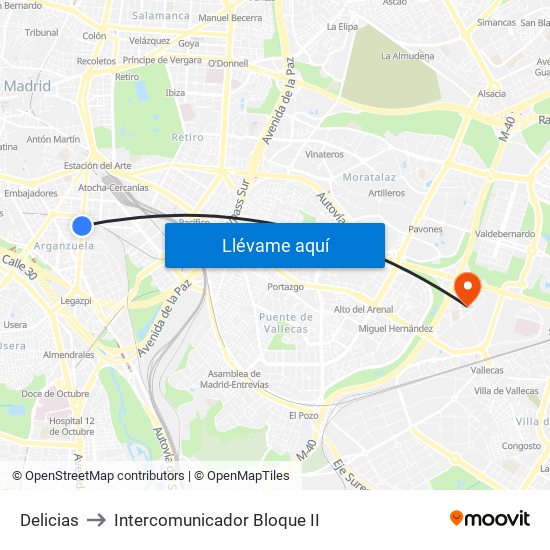 Delicias to Intercomunicador Bloque II map