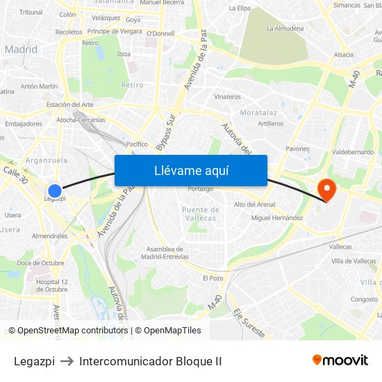 Legazpi to Intercomunicador Bloque II map