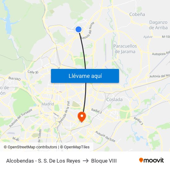 Alcobendas - S. S. De Los Reyes to Bloque VIII map