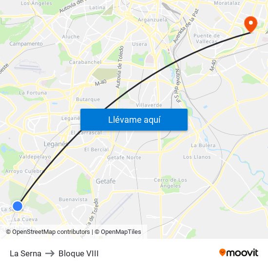 La Serna to Bloque VIII map