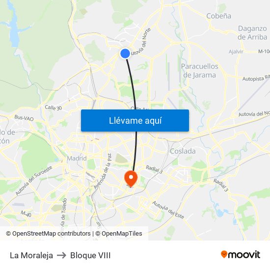 La Moraleja to Bloque VIII map