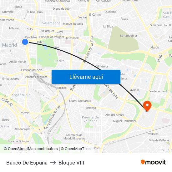 Banco De España to Bloque VIII map