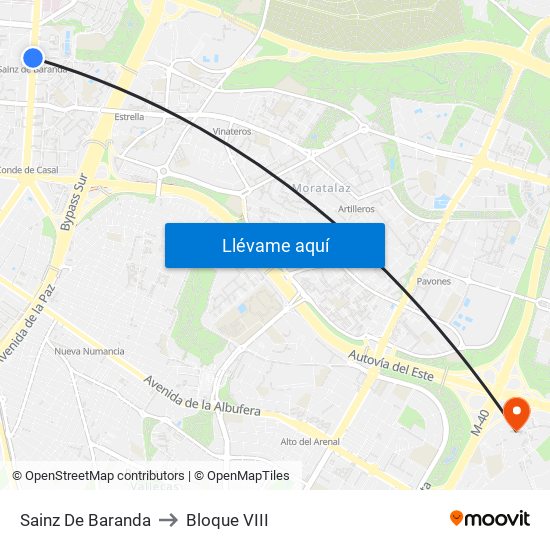 Sainz De Baranda to Bloque VIII map