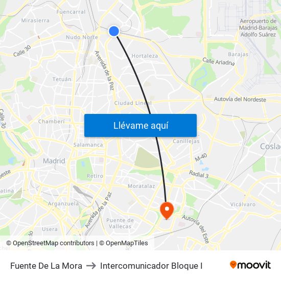 Fuente De La Mora to Intercomunicador Bloque I map