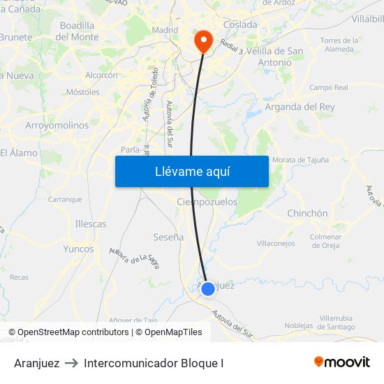 Aranjuez to Intercomunicador Bloque I map
