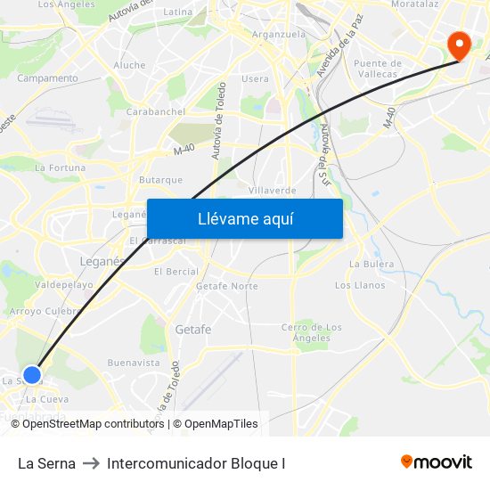 La Serna to Intercomunicador Bloque I map