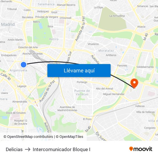 Delicias to Intercomunicador Bloque I map