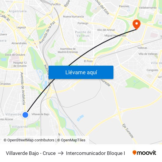 Villaverde Bajo - Cruce to Intercomunicador Bloque I map