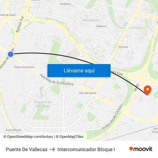 Puente De Vallecas to Intercomunicador Bloque I map