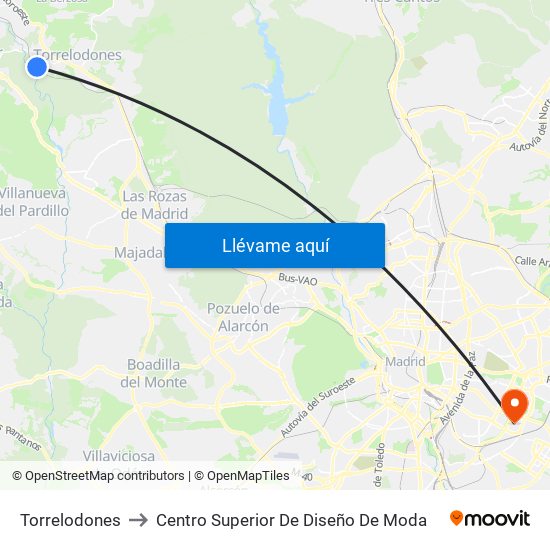 Torrelodones to Centro Superior De Diseño De Moda map