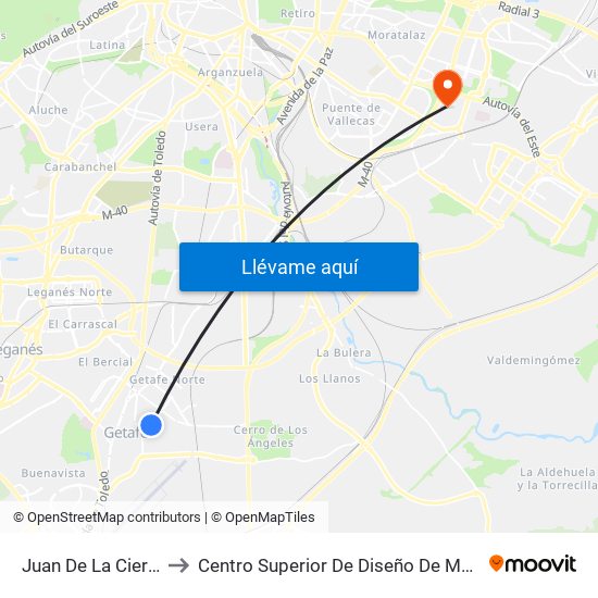 Juan De La Cierva to Centro Superior De Diseño De Moda map