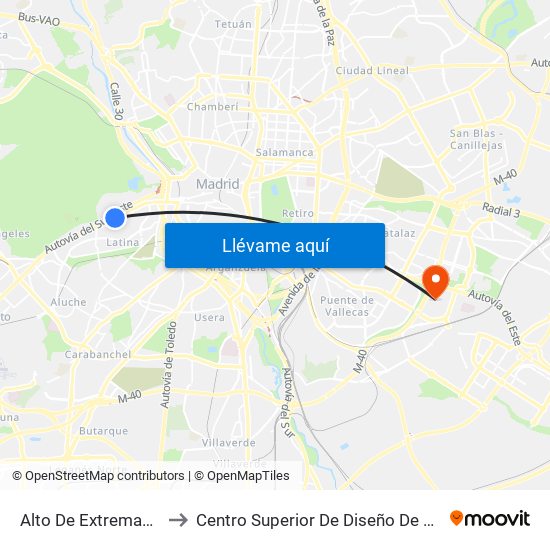 Alto De Extremadura to Centro Superior De Diseño De Moda map
