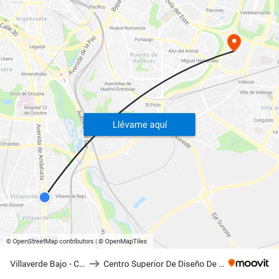 Villaverde Bajo - Cruce to Centro Superior De Diseño De Moda map