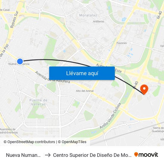 Nueva Numancia to Centro Superior De Diseño De Moda map