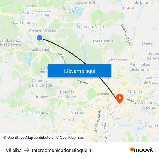 Villalba to Intercomunicador Bloque III map