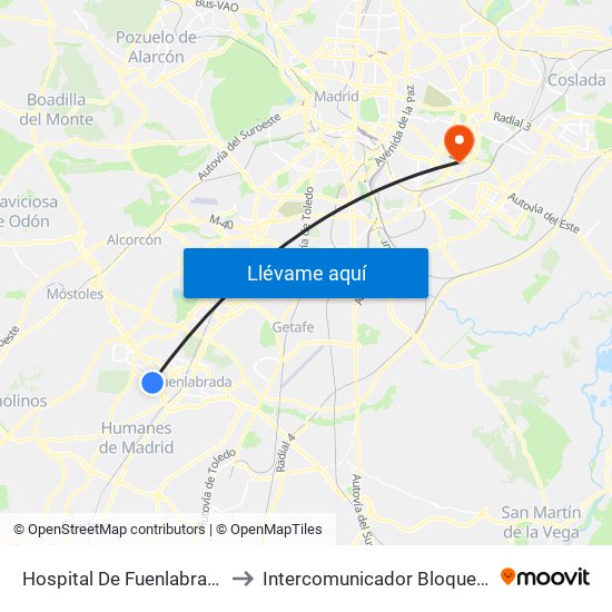 Hospital De Fuenlabrada to Intercomunicador Bloque III map