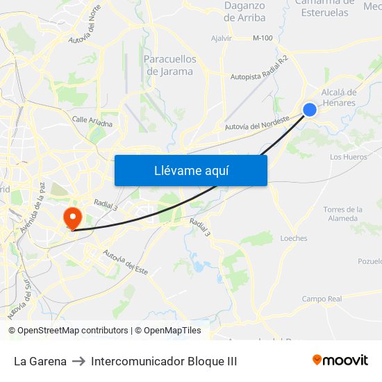 La Garena to Intercomunicador Bloque III map