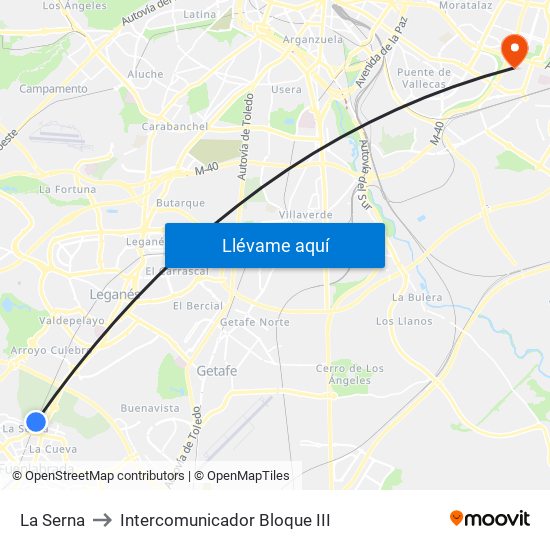 La Serna to Intercomunicador Bloque III map