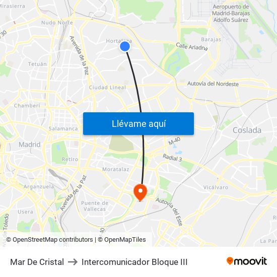Mar De Cristal to Intercomunicador Bloque III map