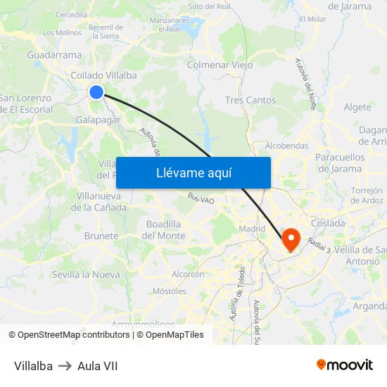 Villalba to Aula VII map