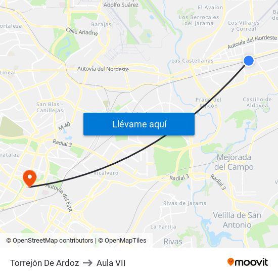 Torrejón De Ardoz to Aula VII map