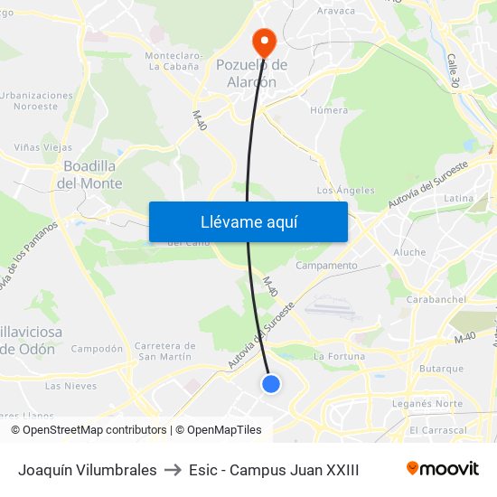 Joaquín Vilumbrales to Esic - Campus Juan XXIII map