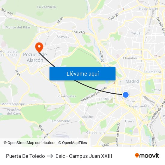 Puerta De Toledo to Esic - Campus Juan XXIII map
