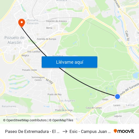 Paseo De Extremadura - El Greco to Esic - Campus Juan XXIII map