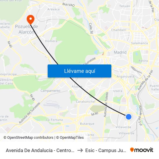 Avenida De Andalucía - Centro Comercial to Esic - Campus Juan XXIII map