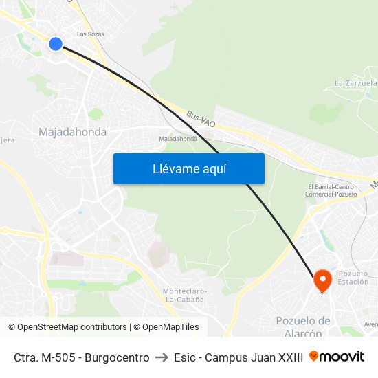 Ctra. M-505 - Burgocentro to Esic - Campus Juan XXIII map