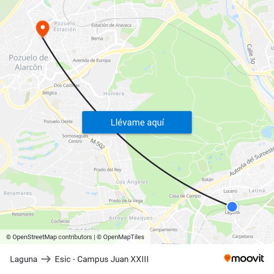 Laguna to Esic - Campus Juan XXIII map