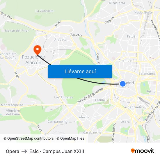 Ópera to Esic - Campus Juan XXIII map
