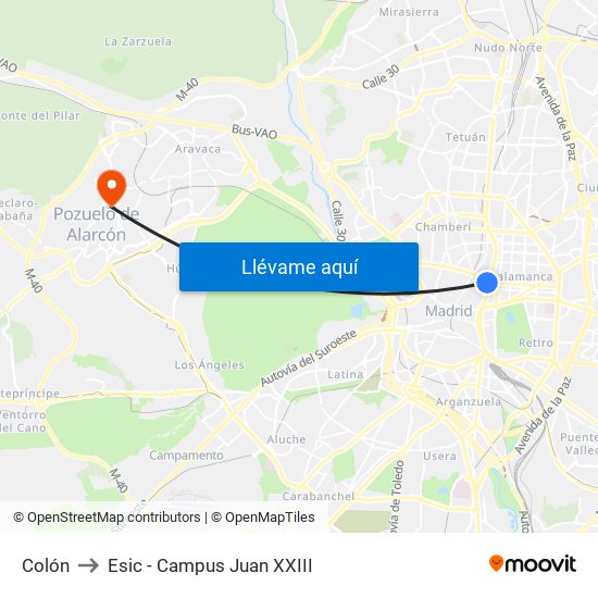 Colón to Esic - Campus Juan XXIII map