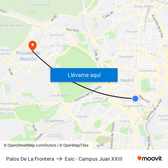 Palos De La Frontera to Esic - Campus Juan XXIII map