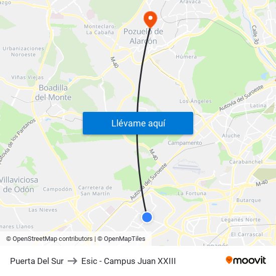 Puerta Del Sur to Esic - Campus Juan XXIII map